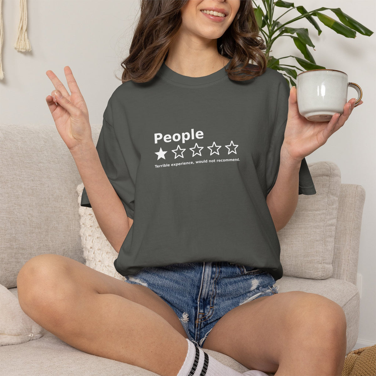 People – 1 Star Review Funny Graphic Tee | Comfort Colors 1717